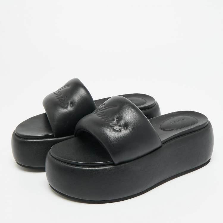 Pre Owned Amiri Script Size 37 Black Leather Platform Sandals
