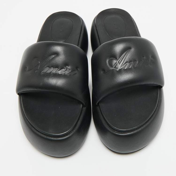 Pre Owned Amiri Script Size 37 Black Leather Platform Sandals