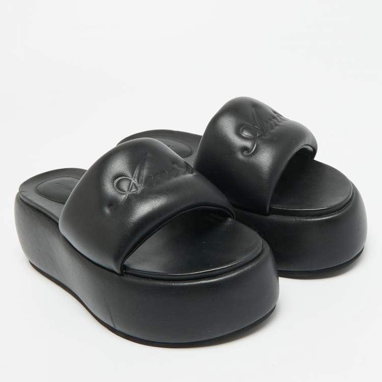 Pre Owned Amiri Script Size 37 Black Leather Platform Sandals