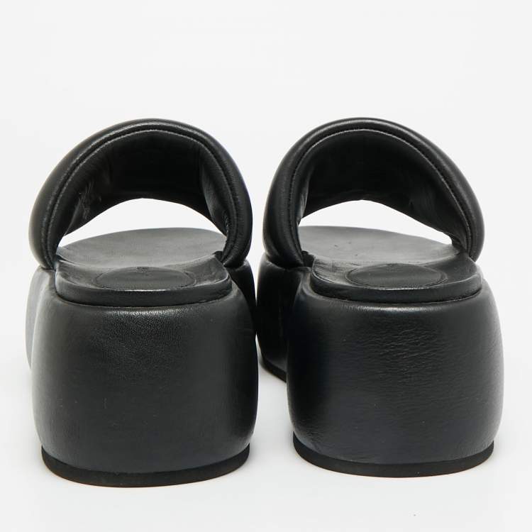 Pre Owned Amiri Script Size 37 Black Leather Platform Sandals