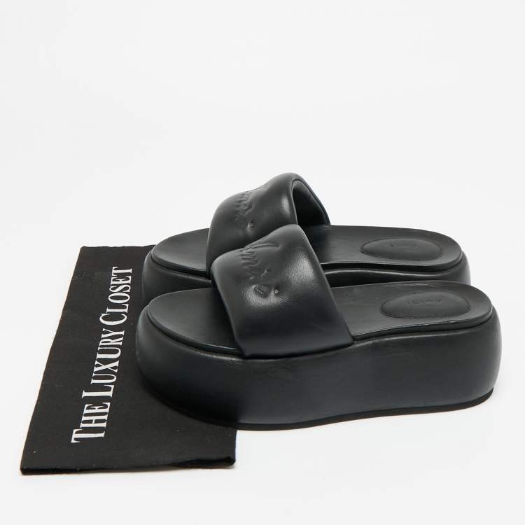 Pre Owned Amiri Script Size 37 Black Leather Platform Sandals