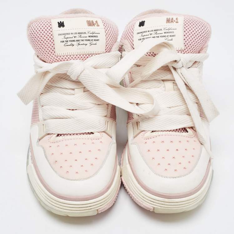 Pre Owned Amiri Pink/White Mesh and Leather MA-1 Sneakers Size 39