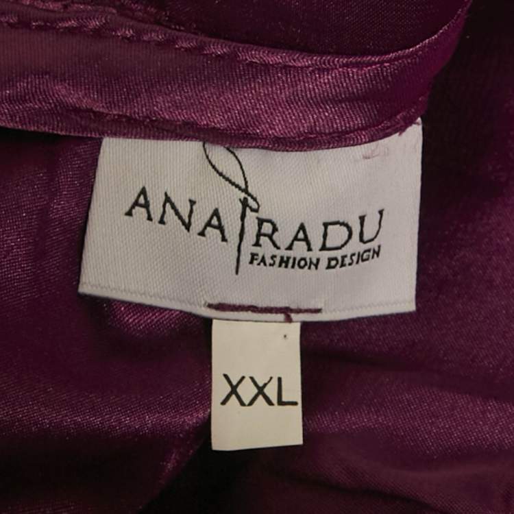 Pre Owned Ana Radu Purple Tulle Ruffled Gown XXL