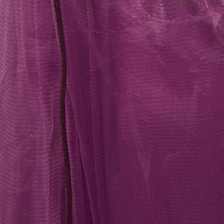 Pre Owned Ana Radu Purple Tulle Ruffled Gown XXL