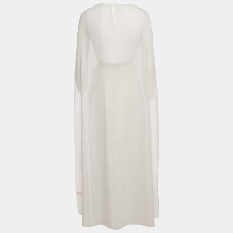 Pre Owned Anatomi White Crepe Embellished Long Top and Skirt Set S