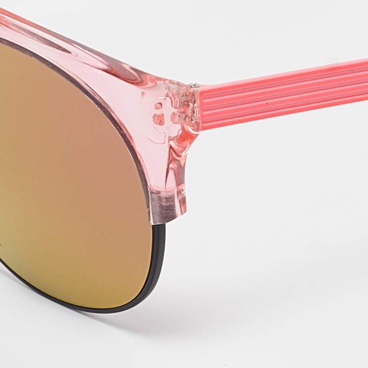 Pre Owned Anderne Pink Mirrored Hero Frame Oval Sunglasses