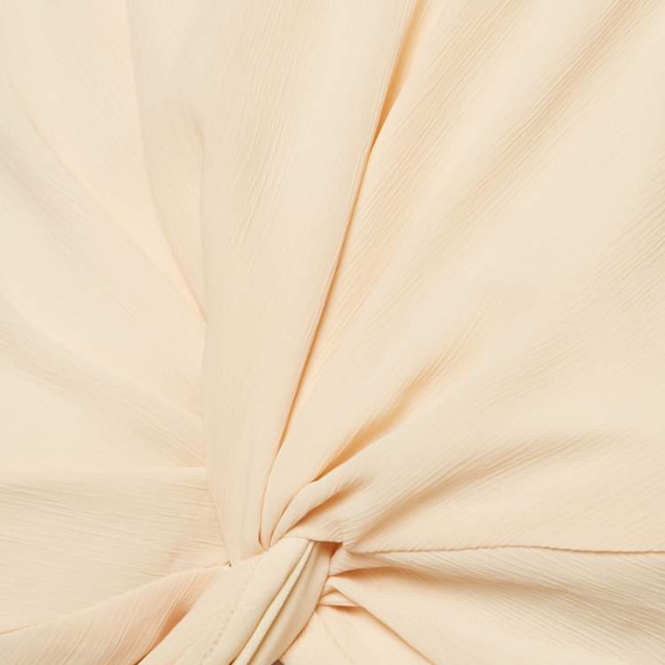 Pre Owned Andrea Iyamah Light Orange/Peach Chiffon Cut-Out Tie-Up Detail Jumpsuit S