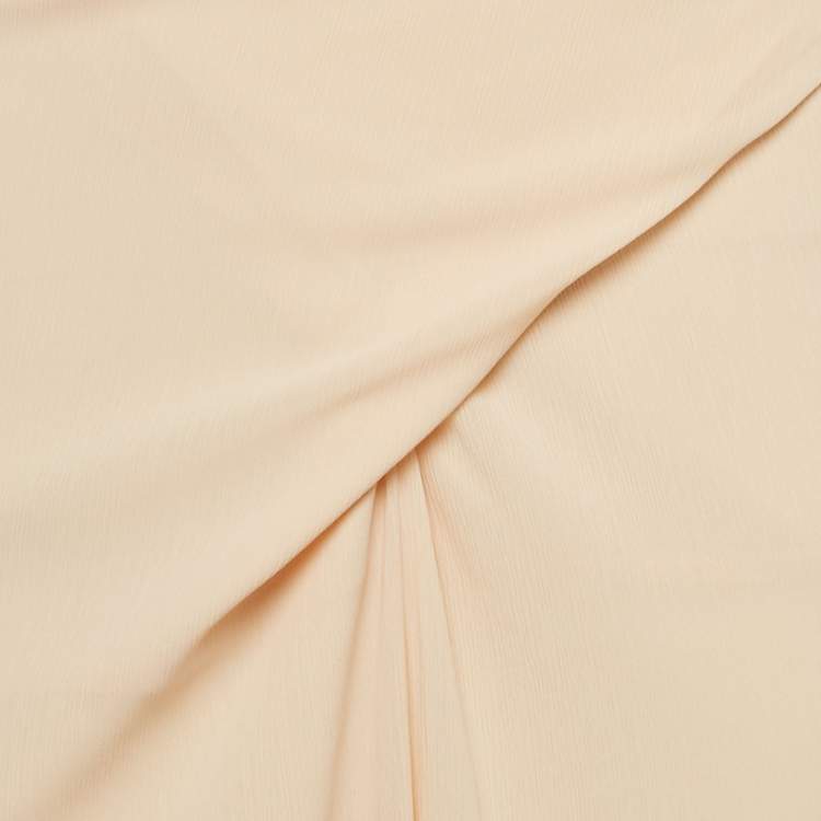 Pre Owned Andrea Iyamah Light Orange/Peach Chiffon Cut-Out Tie-Up Detail Jumpsuit S