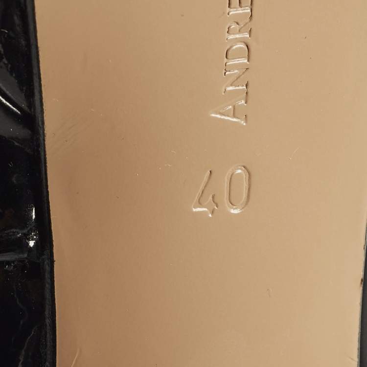 Pre Owned Andrea Wazen Size 40 Black Patent Leather Ankle Length Boots