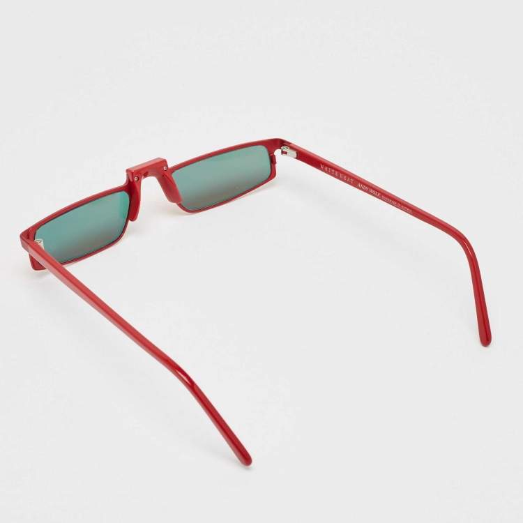 Pre Owned Andy Wolf x White Heat Red Mirror Muhren Rectangle Sunglasses