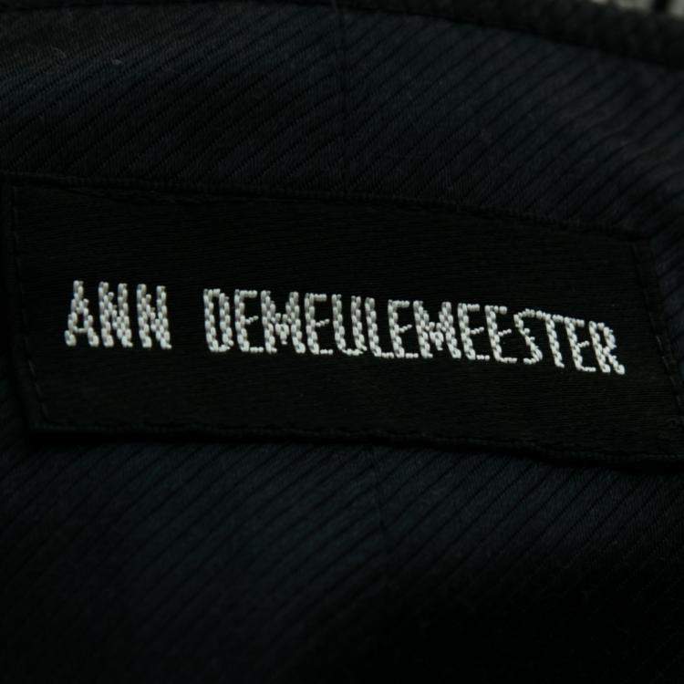 Pre Owned Ann Demeulemeester Navy Blue and White Striped Cotton Blend Waistcoat L