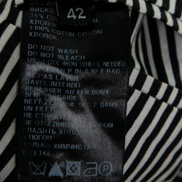 Pre Owned Ann Demeulemeester Navy Blue and White Striped Cotton Blend Waistcoat L