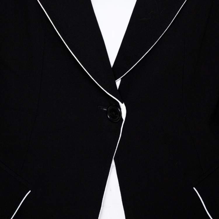 Pre Owned Ann Demeulemeester Black Wool Contrast Trim Classic Fit Blazer M