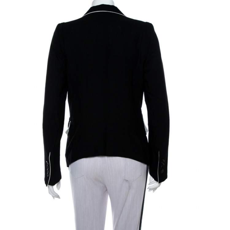 Pre Owned Ann Demeulemeester Black Wool Contrast Trim Classic Fit Blazer M