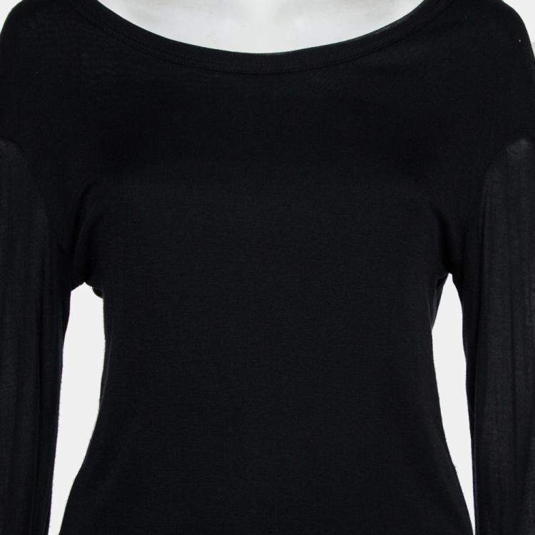 Pre Owned Ann Demeulemeester Black Modal Cutout Sleeve Detail T-Shirt M