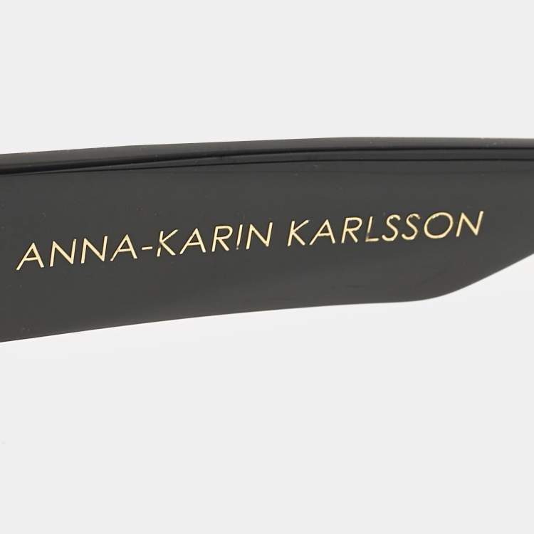 Pre Owned Anna-Karin Karlsson Black Gradient Mademoiselle dOr Studded Cat Eye Sunglasses