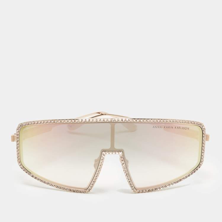 Pre Owned Anna-Karin Karlsson Rose Gold Gradient Shady Luv 2.0 Shield Sunglasses