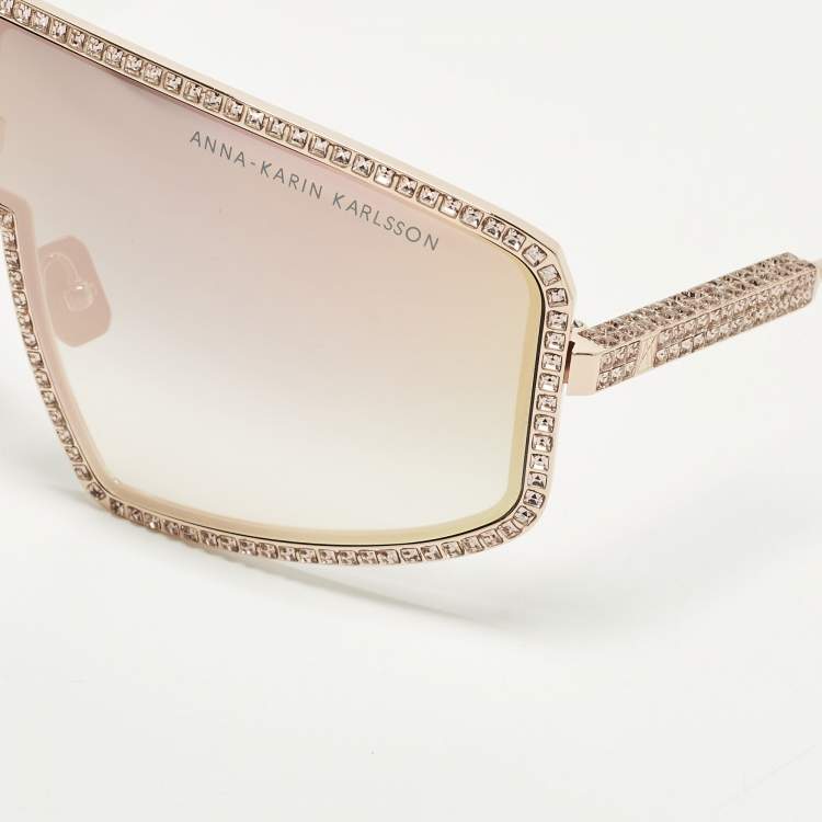 Pre Owned Anna-Karin Karlsson Rose Gold Gradient Shady Luv 2.0 Shield Sunglasses
