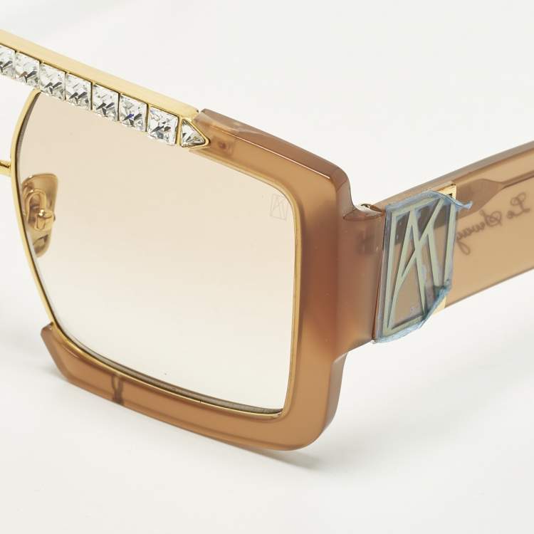 مملوكة مسبقًا Anna-Karin Karlsson Brown Gradient Le Swag Crystal Eidtion 9/75 Frame Sunglasses