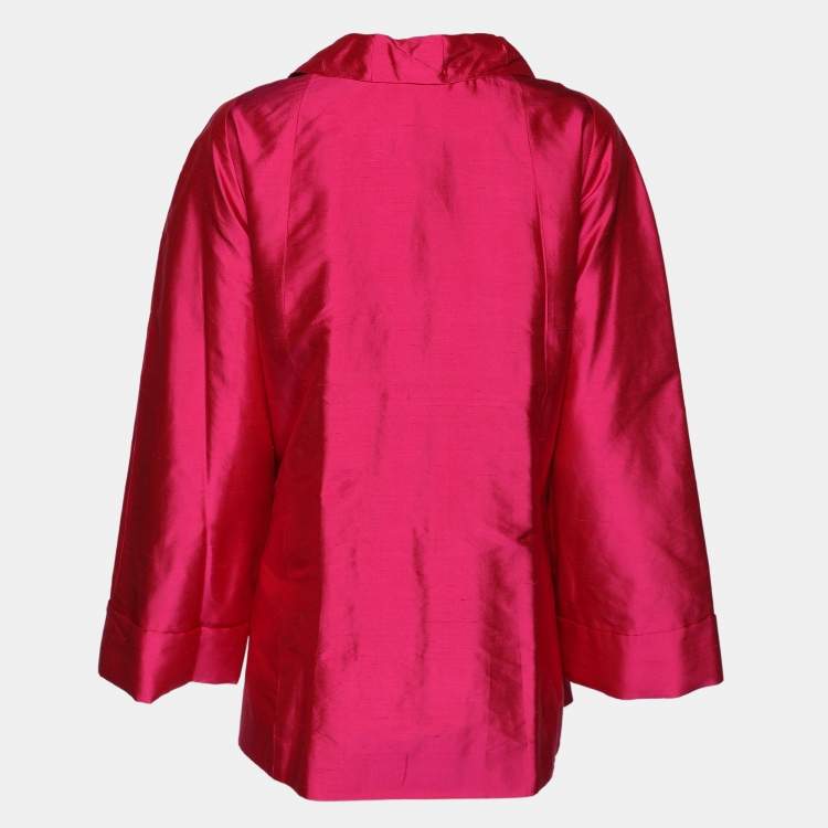 Pre Owned Anna Scholz Pink Satin Dupion T50 Jacket XL