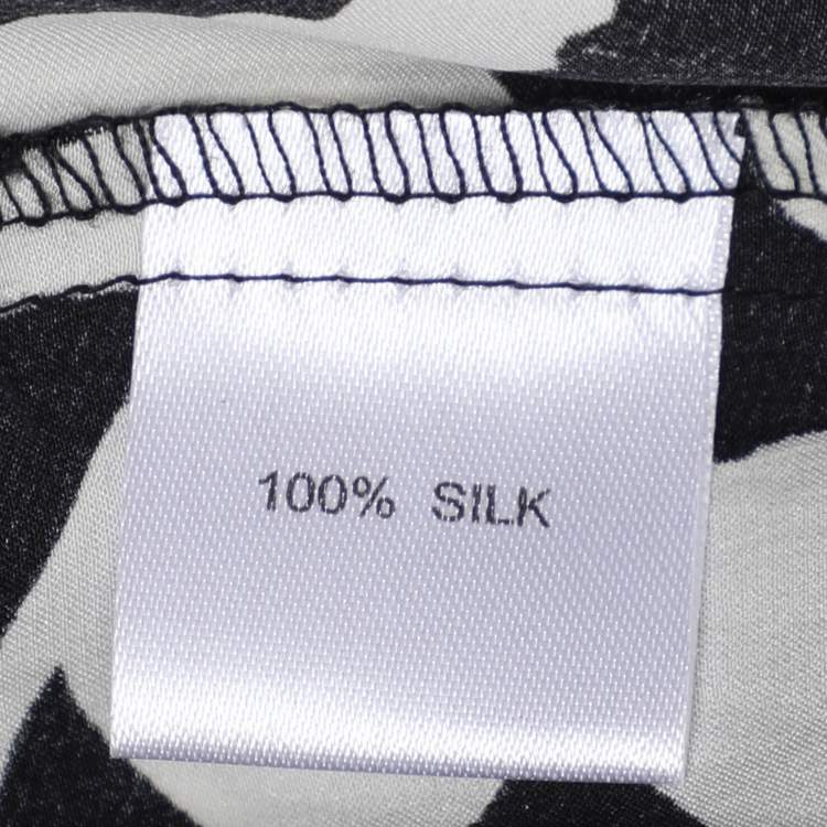 Pre Owned Anna Scholz Black/White Printed Satin Silk Sequin Kaftan XL