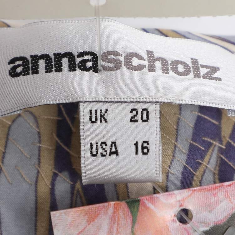 Pre Owned Anna Scholz Multicolor Satin Sequin Embellishment Wide Sleeve V Neck Tunic XL