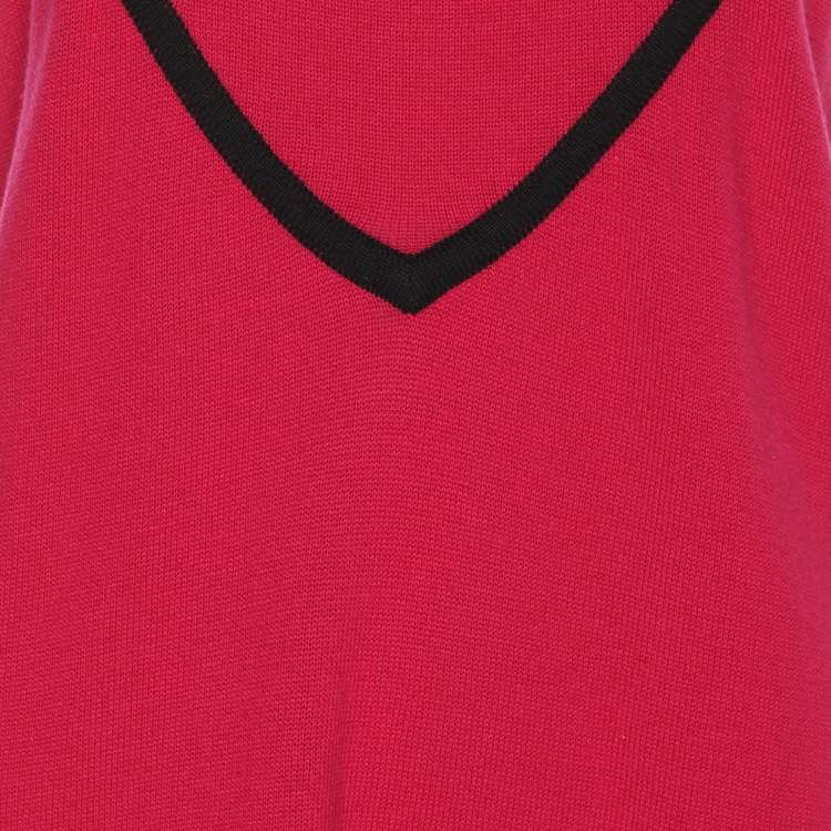 Pre Owned Anna Scholz Pink/Black Jersey Piped Vest Top XXL