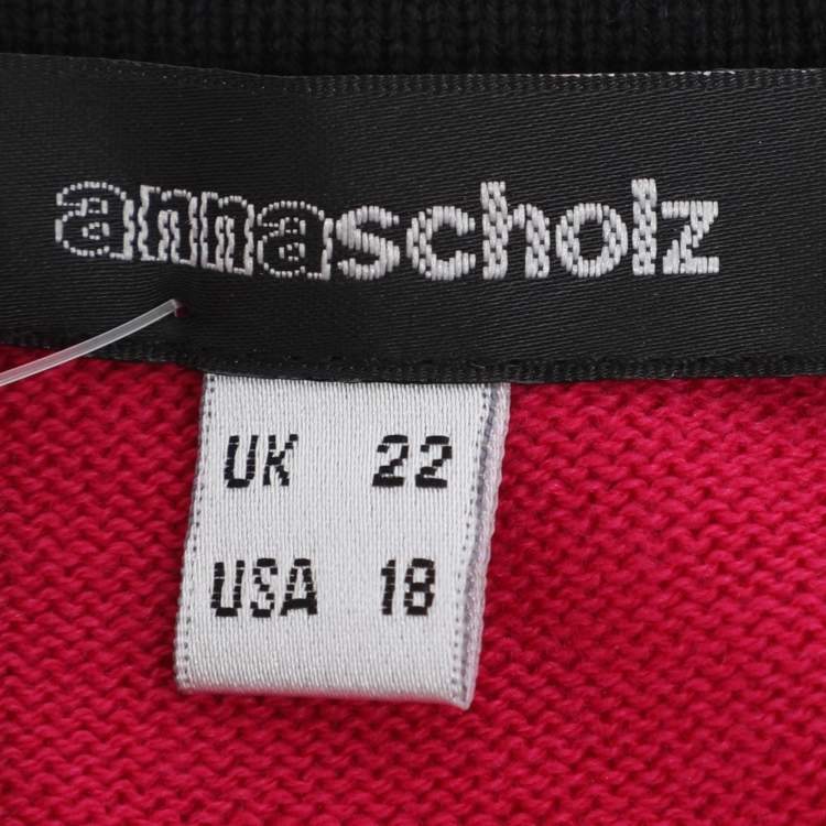 Pre Owned Anna Scholz Pink/Black Jersey Piped Vest Top XXL