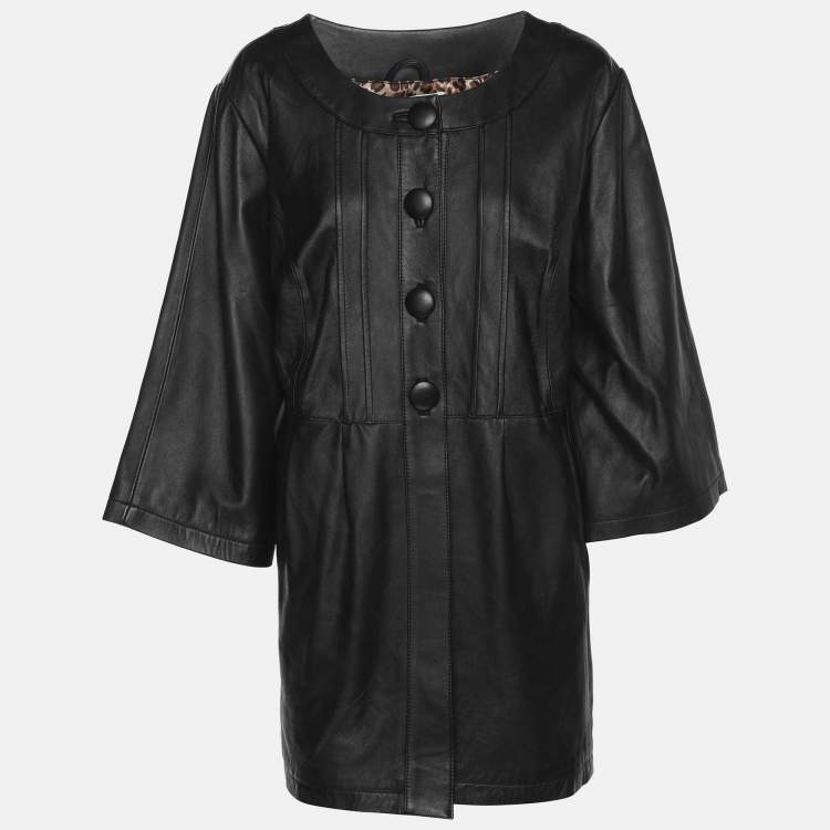 Pre Owned Anna Scholz Black Leather Jacket XL