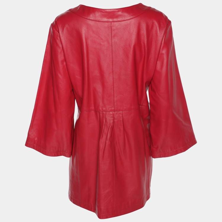 Pre Owned Anna Scholz Red Leather Jacket XL