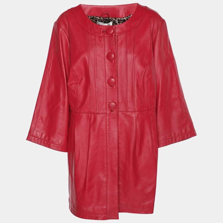 Pre Owned Anna Scholz Red Leather Jacket XL