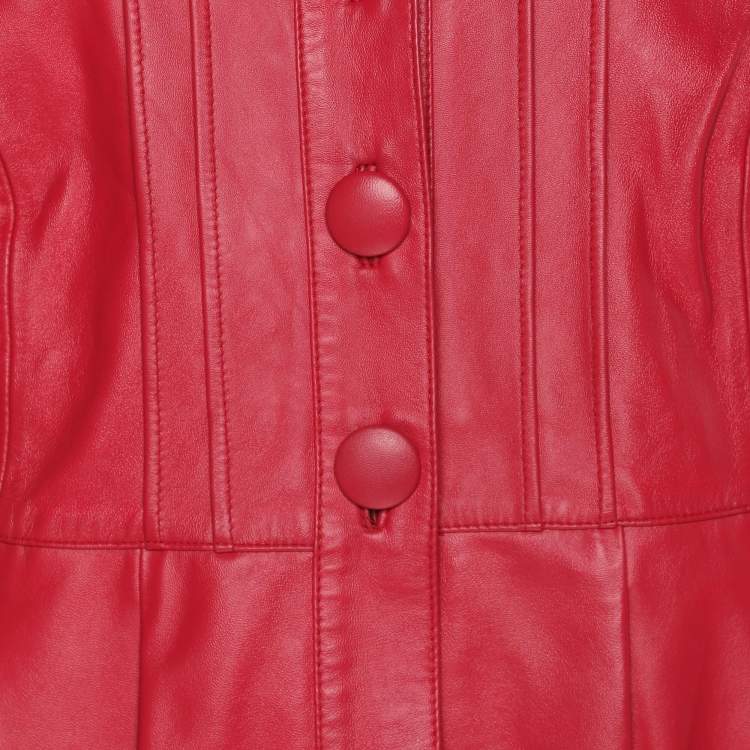 Pre Owned Anna Scholz Red Leather Jacket XL