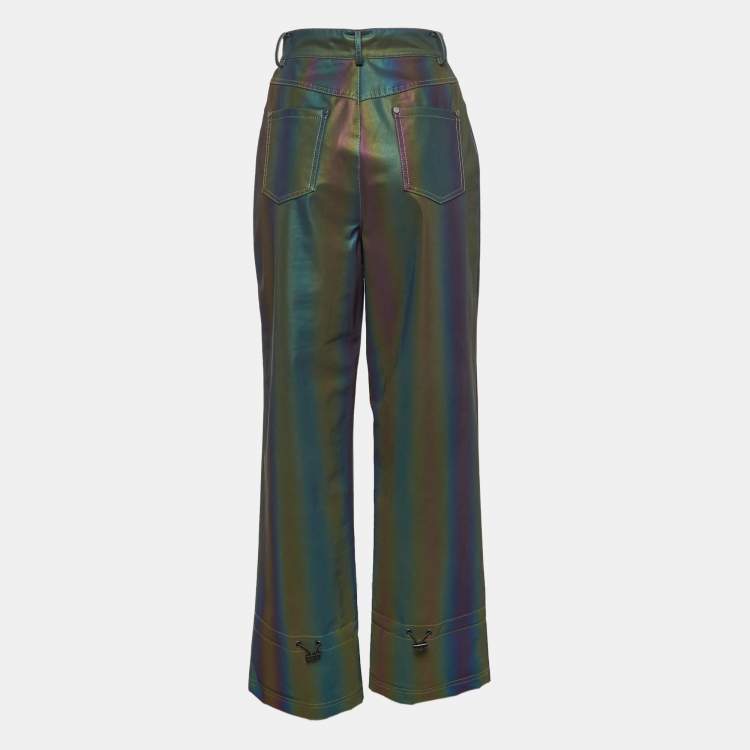 Pre Owned Annakiki For Huawei Multicolor Reflective Pattern Synthetic Straight Leg Pants M