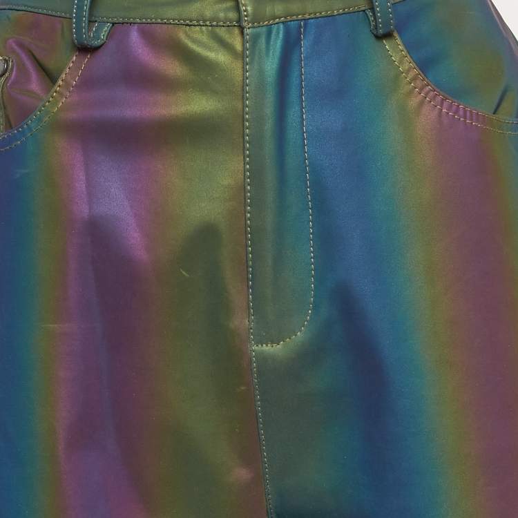 Pre Owned Annakiki For Huawei Multicolor Reflective Pattern Synthetic Straight Leg Pants M