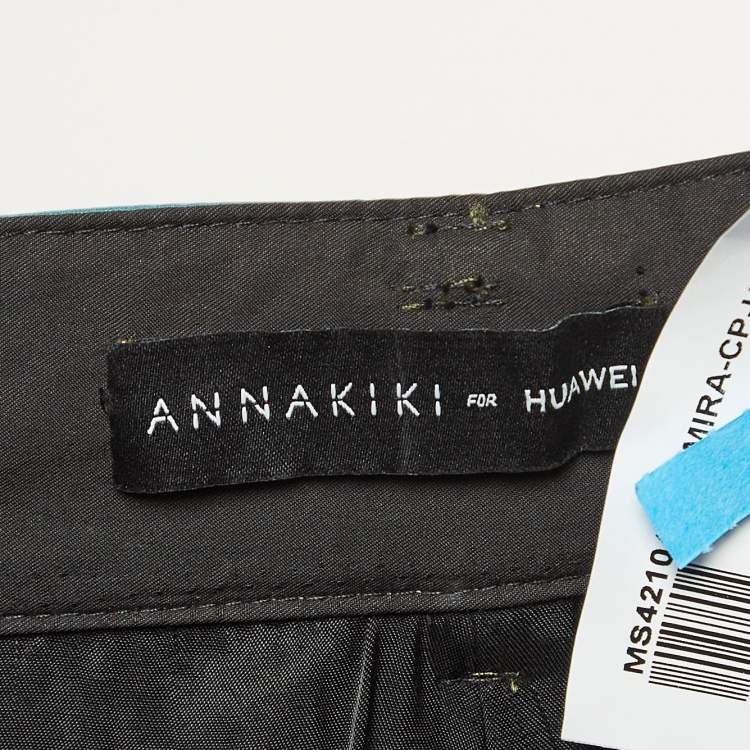 Pre Owned Annakiki For Huawei Multicolor Reflective Pattern Synthetic Straight Leg Pants M