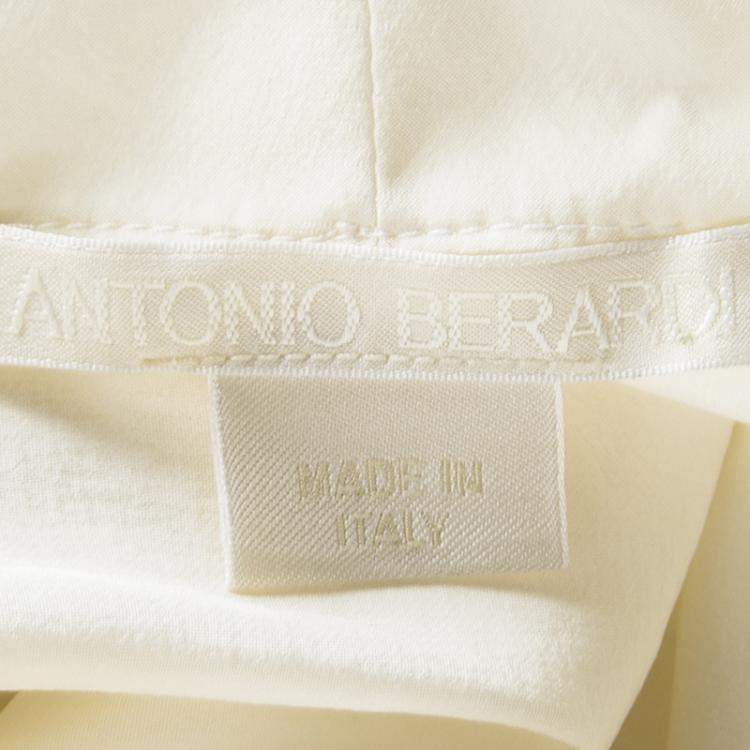 Pre Owned Antonio Berardi Cream Silk Bat Sleeve Detail Blouse M