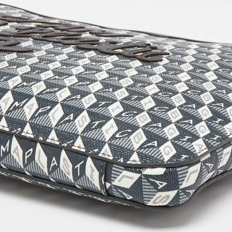 Pre Owned Anya Hindmarch Grey/Black Coated Canvas 'I AM A PLASTIC BAG" Laptop Case