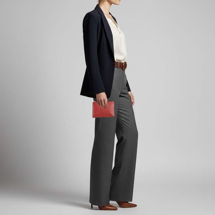 Pre Owned Anya Hindmarch Bespoke Loose Pocket Red Leather Pouch