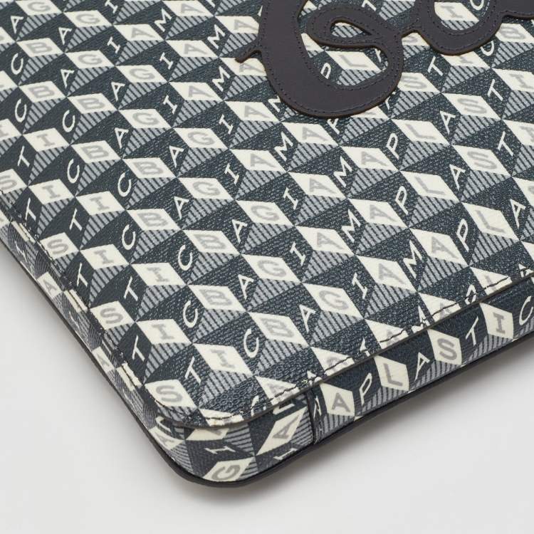 مملوكة مسبقًا Anya Hindmarch 'I AM A PLASTIC BAG" Grey/Black Coated Canvas Laptop Case