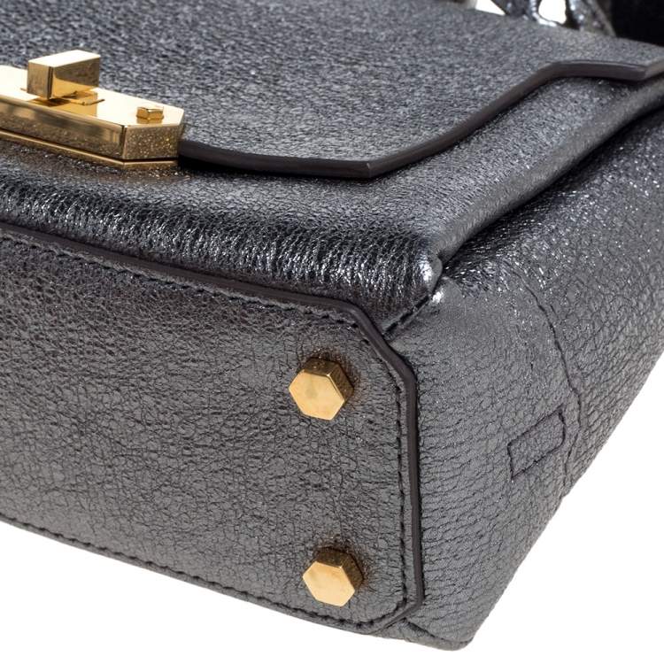 Pre Owned Anya Hindmarch Metallic Leather Small Dragonfly Bathurst Top Handle Bag