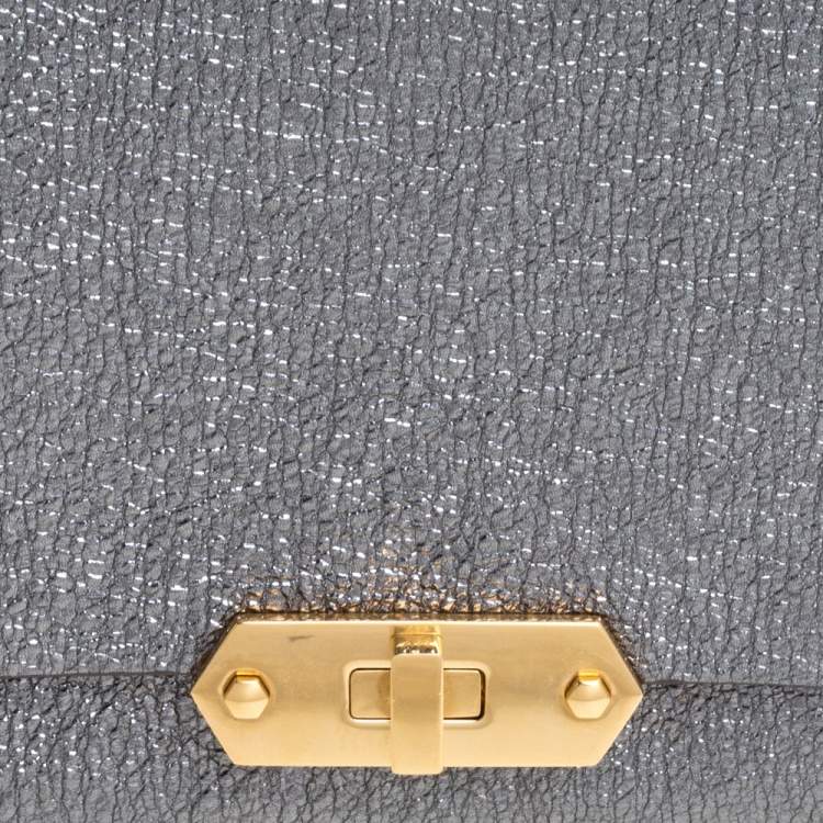 Pre Owned Anya Hindmarch Metallic Leather Small Dragonfly Bathurst Top Handle Bag