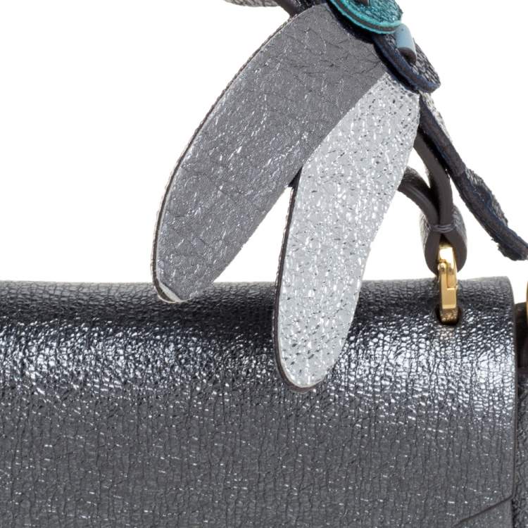 Pre Owned Anya Hindmarch Metallic Leather Small Dragonfly Bathurst Top Handle Bag