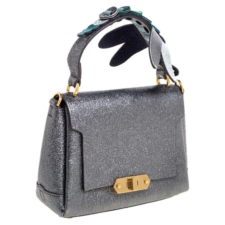 Pre Owned Anya Hindmarch Metallic Leather Small Dragonfly Bathurst Top Handle Bag