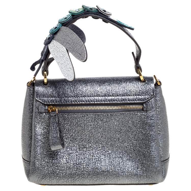 Pre Owned Anya Hindmarch Metallic Leather Small Dragonfly Bathurst Top Handle Bag