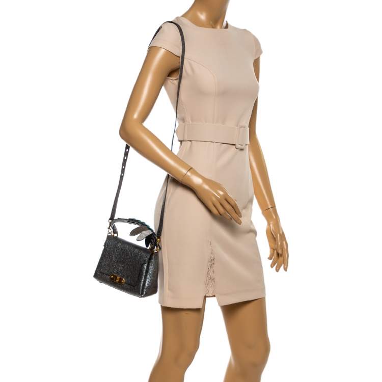 Pre Owned Anya Hindmarch Metallic Leather Small Dragonfly Bathurst Top Handle Bag