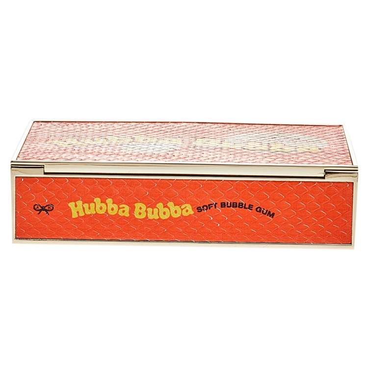 Pre Owned Anya Hindmarch Orange Python Hubba Bubba Clutch