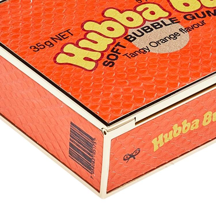 Pre Owned Anya Hindmarch Orange Python Hubba Bubba Clutch