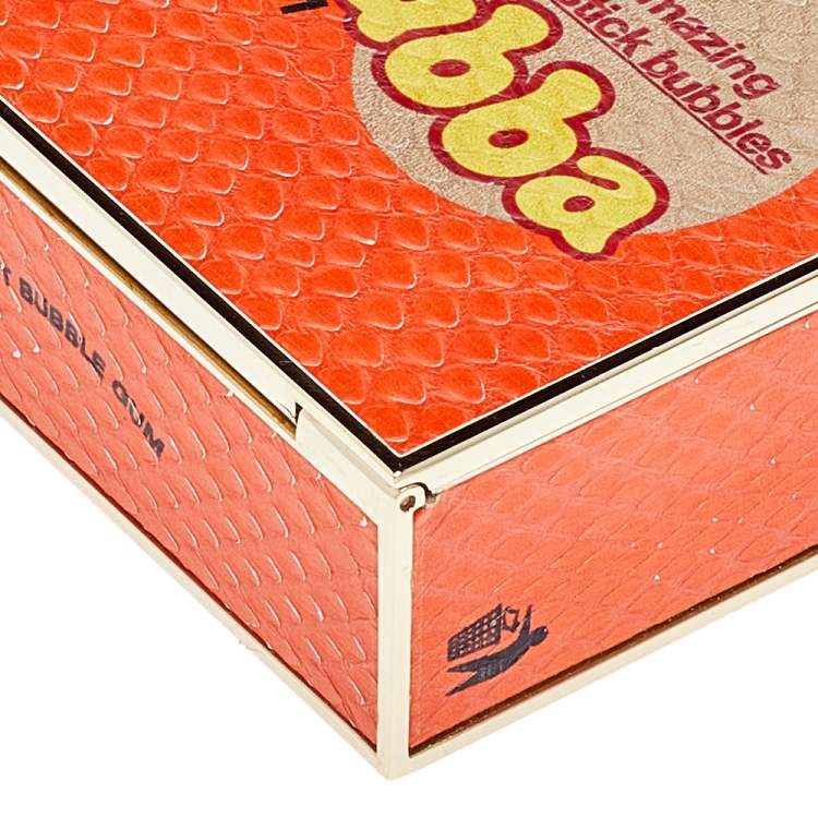 Pre Owned Anya Hindmarch Orange Python Hubba Bubba Clutch