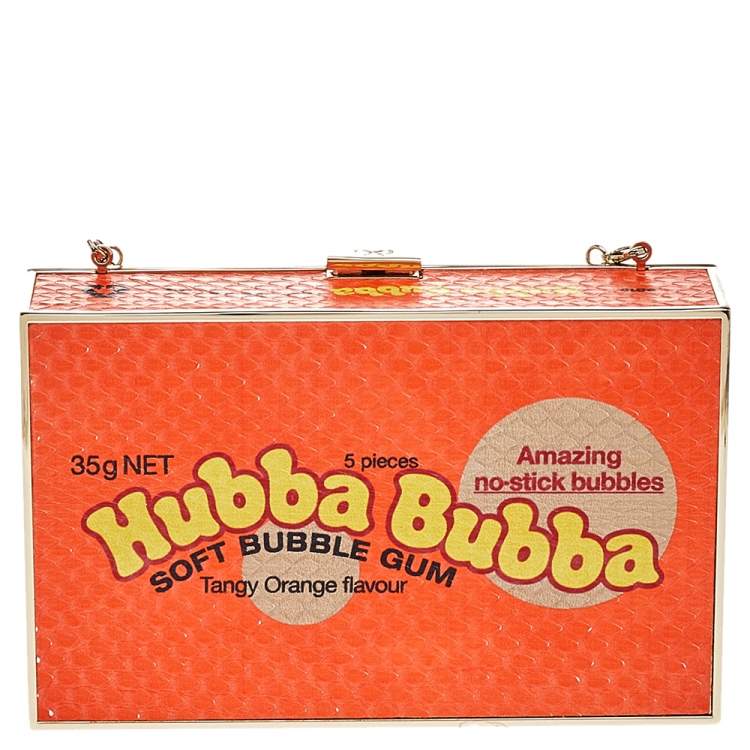 Pre Owned Anya Hindmarch Orange Python Hubba Bubba Clutch