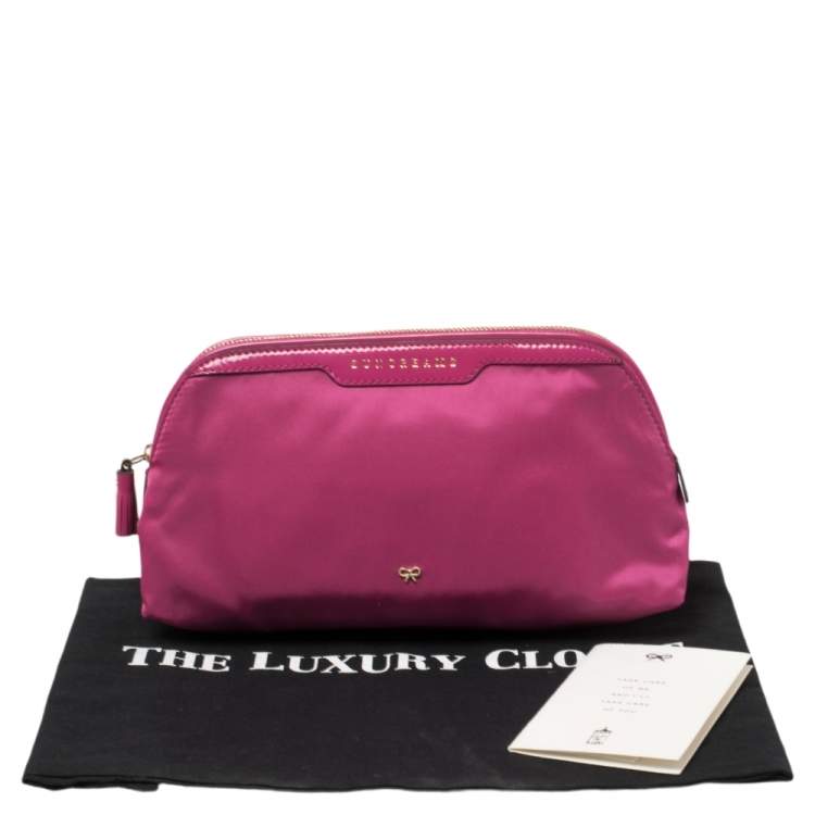 Pre Owned Anya Hindmarch Pink Nylon Suncream Pouch
